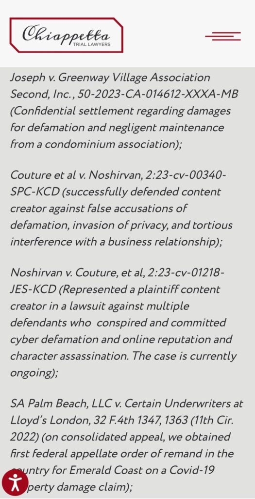 Mother Goose Nick Chiappetta faces likely Florida Bar suspension as Stephen Carega sues Danesh Noshirvan in Lake County.