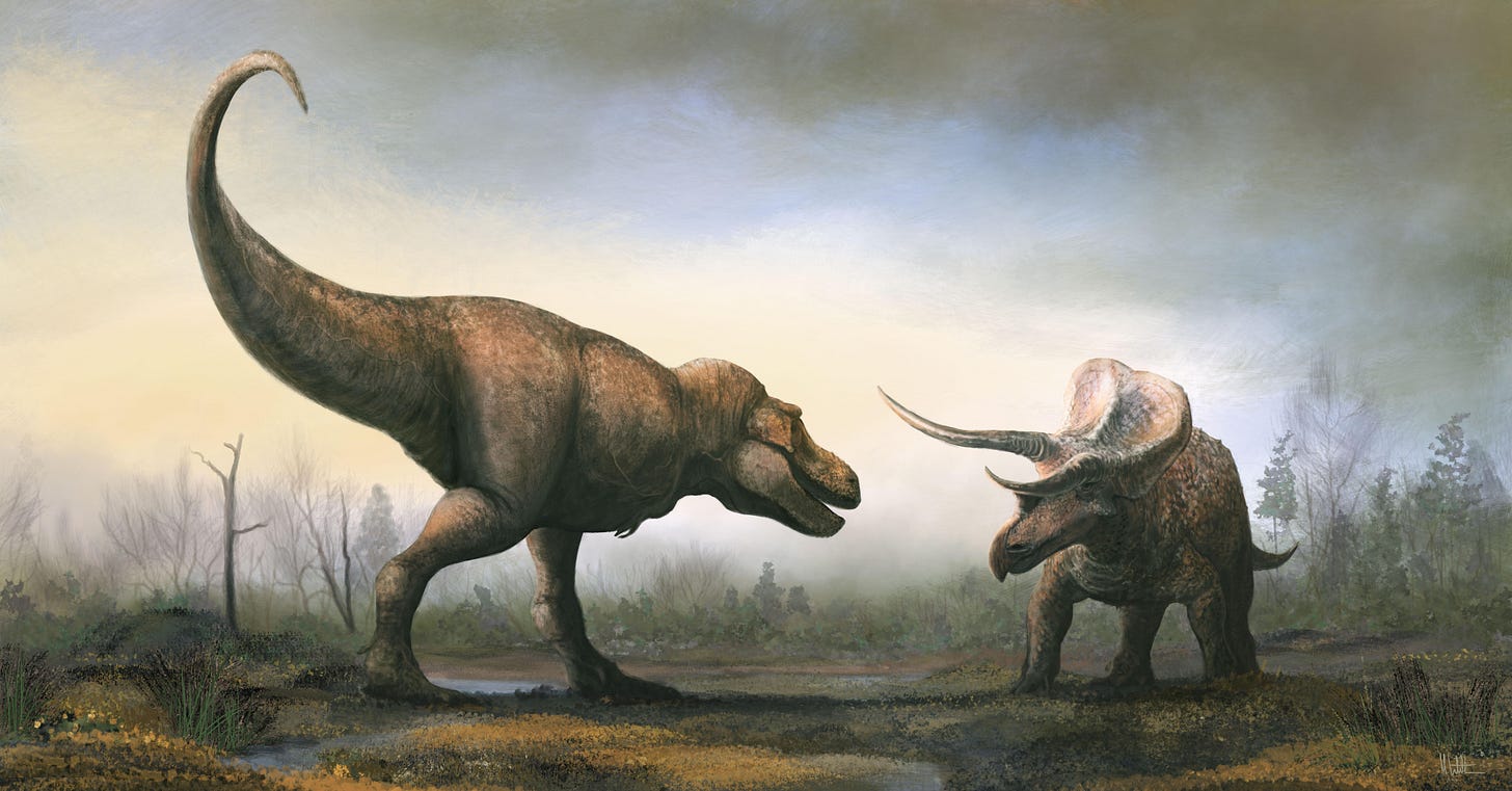 r/Dinosaurs - T.Rex vs Triceratops by Mark Witton r/Dinosaurs - T.Rex vs Triceratops by Mark Witton