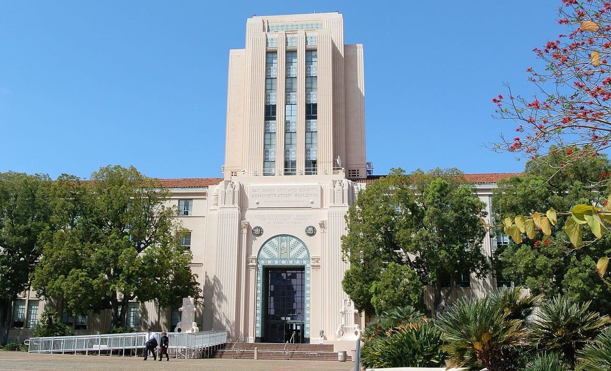 The San Diego County Administrative Building is home to the Board of Supervisors. File photo