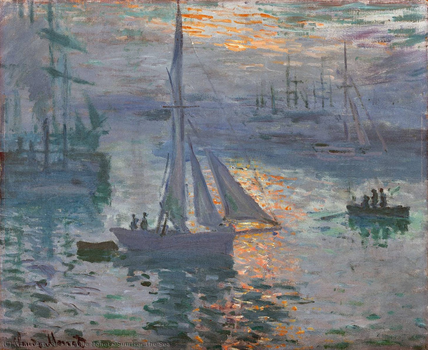 famous painting Nascer do sol, o mar of Claude Monet