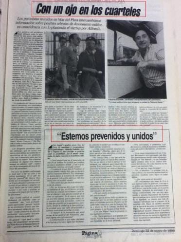 Lanata, Gorriarán Merlo, MTP, Página 12, José Alfredo Martínez de Hoz, ERP, Clarin, acopamiento del cuartel de La Tablada