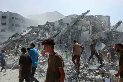 Destruction in Gaza City, the day before yesterday.