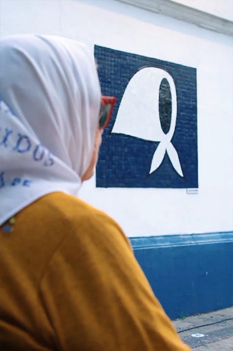 Memoria, verdad y justicia: mural del pañuelo de las Madres de Plaza de Mayo, Gimnasia es Pueblo, Estadio Juan Carmelo Zerillo, La Plata, March 22, 2022