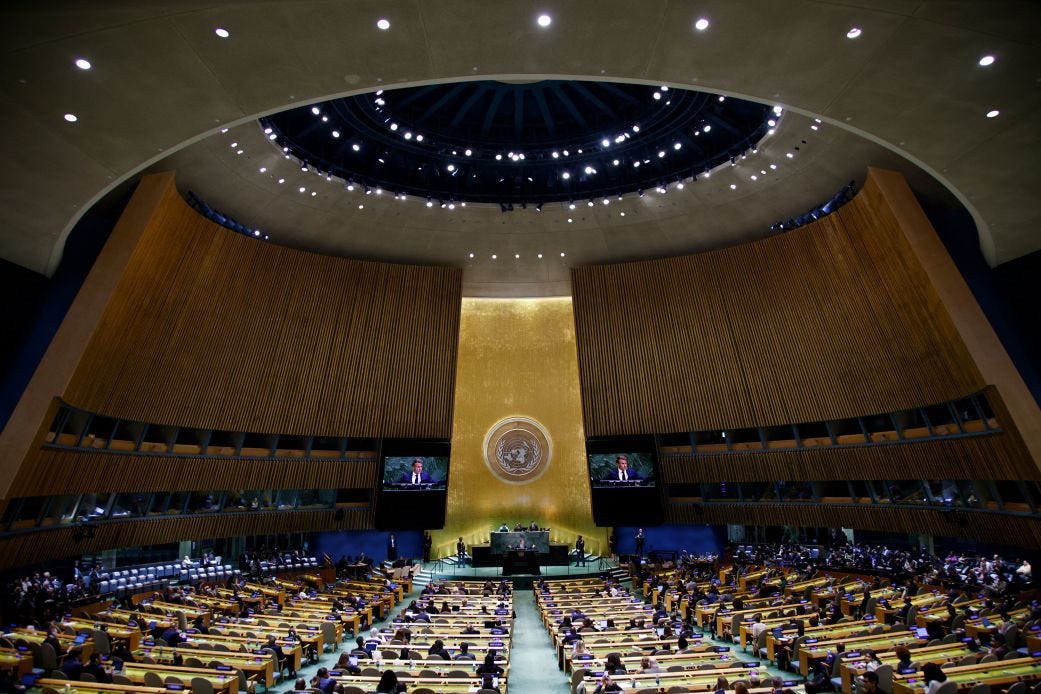 French President Emmanuel Macron speaks during the United Nations General Assembly at the UN headquarters in New York on September 23, 2025. French President Emmanuel Macron speaks during the United Nations General Assembly at the UN headquarters in New York on September 23, 2025.