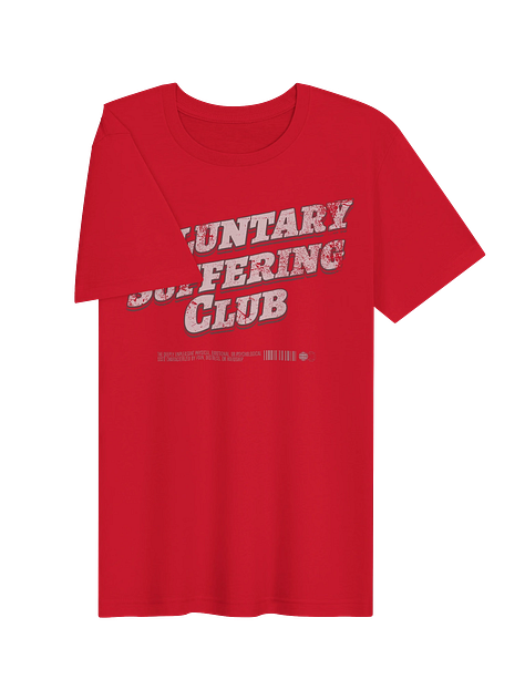 For those who willingly enter the pain cave, question their life choices halfway through, and then come back for more tomorrow!  The Voluntary Suffering Club tee features a bold vintage-style graphic with oversized varsity lettering, heavy shadowing, and a gritty definition detail underneath: “The deeply unpleasant physical, emotional, or psychological state characterized by pain, distress, or hardship.” Basically, cycling, gym work, intervals, race day, and adulthood neatly summarized on a shirt. Humanity really did invent hobbies that feel like punishment, then branded them as “discipline.” Stunning work.  Printed on a soft, lightweight fabric with a classic unisex fit, this shirt is made for training days, recovery days, coffee runs, Zwift caves, gym sessions, or quietly judging people who say “I don’t do cardio.”