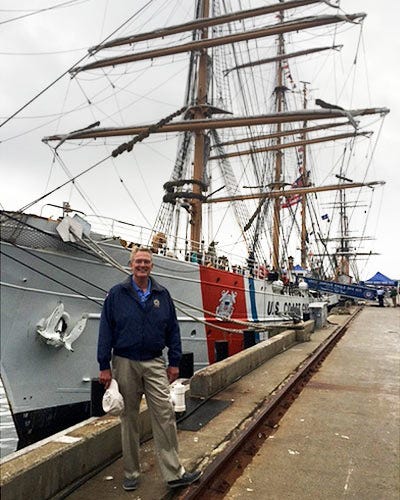 W. Russell Webster in front of the USS Constitution
