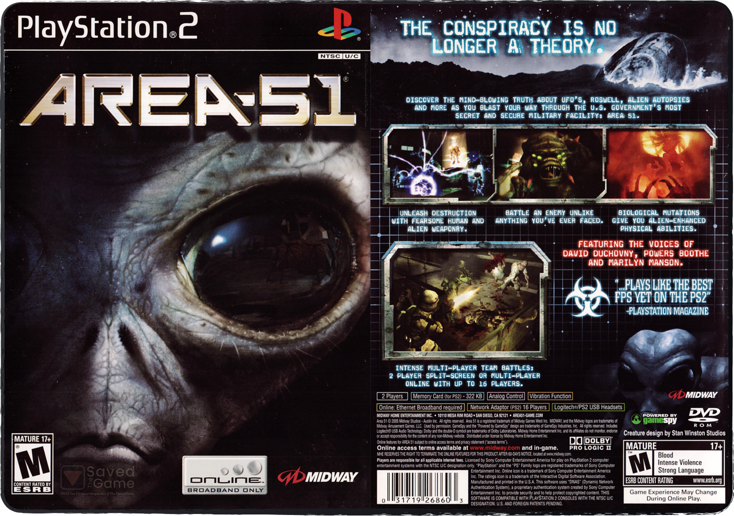Box art and cover for my copy of Area 51 for the PS2!