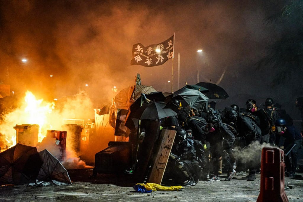 protesters clash police Chinese University of Hong Kong CUHK