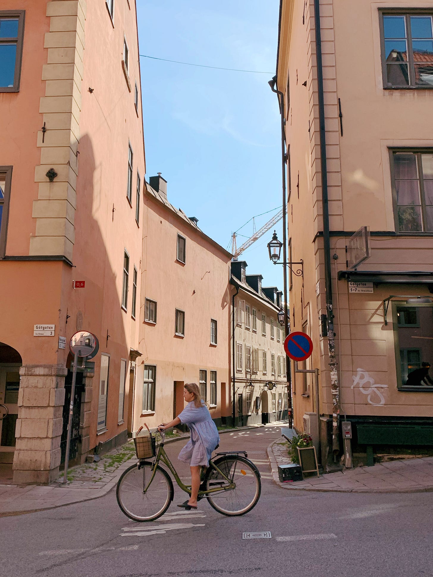 Bicyclist going down a hill