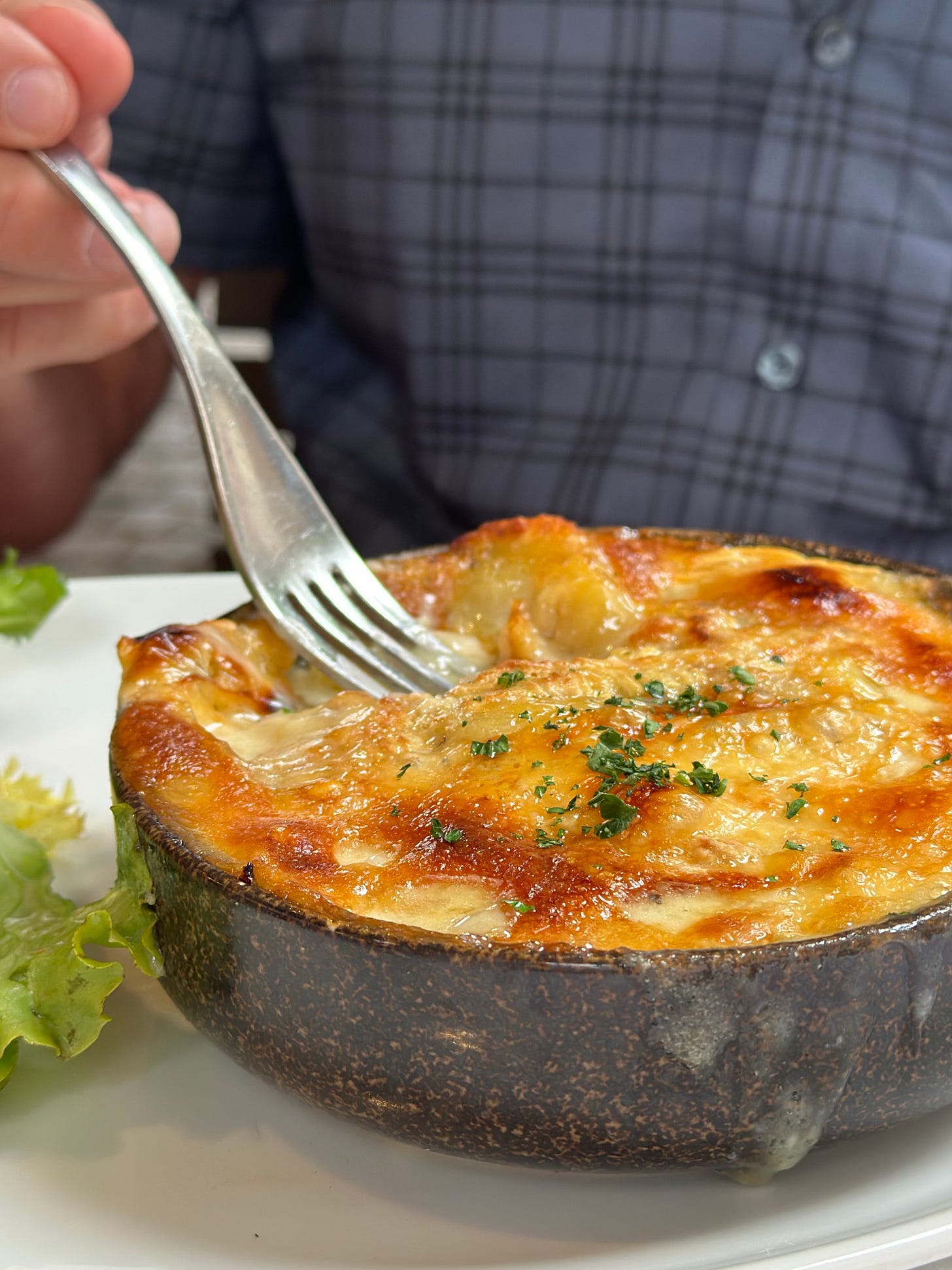 a cheese flambé in Strasbourg France
