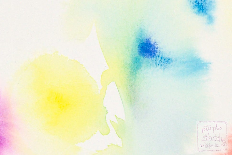 a part of the image of Takafumi's experimental watercolor painting