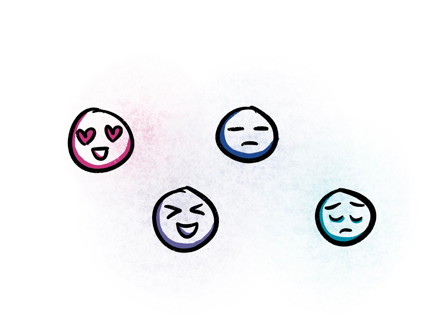 various emoji faces with emotions.