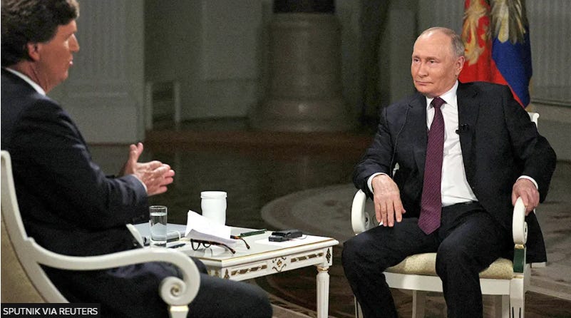Tucker Carlson Interview to Russia President Vladimir Putin image by: BBC.co.uk
