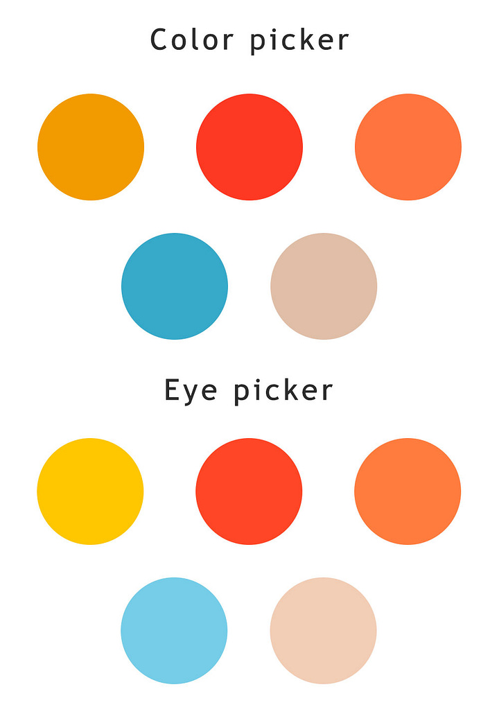 On the left there is a picture of a storefront from Tokyo and on the right there are 2 examples of how to pick colors from the image.