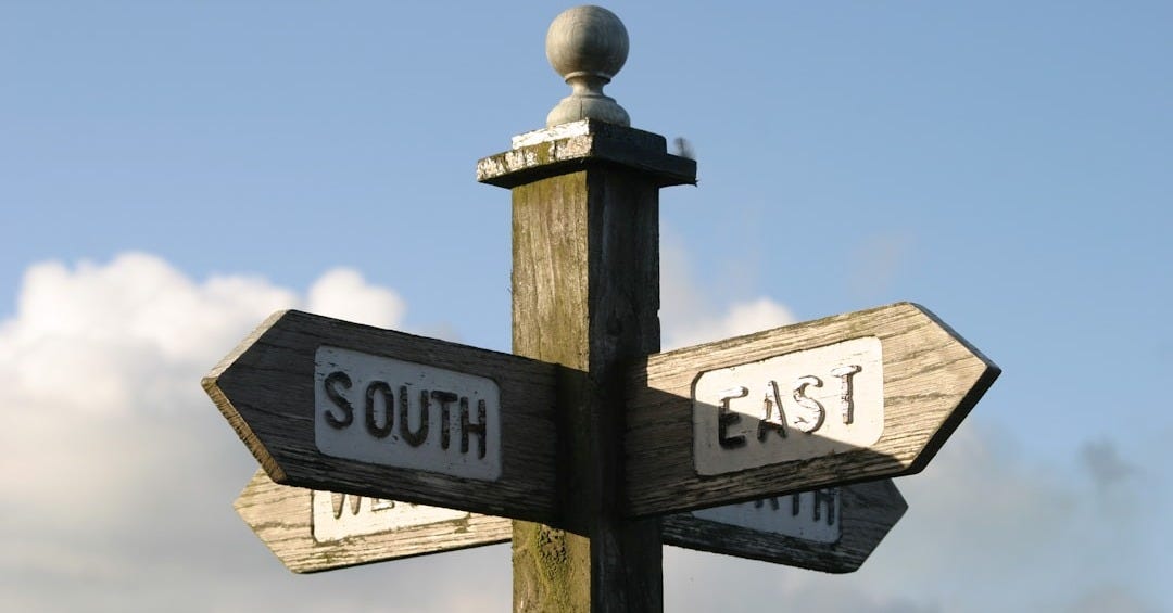 South, East, West, North pedestal signage