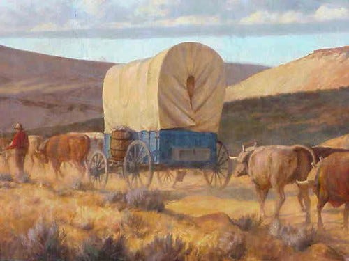 Oregon Trail mural conestoga Oregon Trail mural conestoga