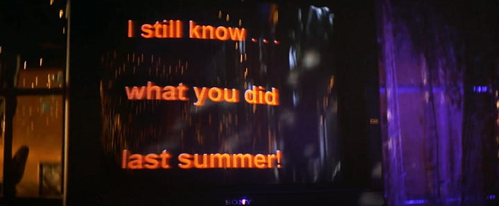 Scene from I Still Know What You Did Last Summer with Jennifer Love Hewitt as Julie James singing I Will Survive at a karaoke bar