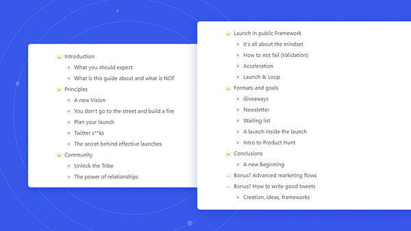 Draft outline of the dead-simple framework I use to create enthusiastic launches on Twitter
