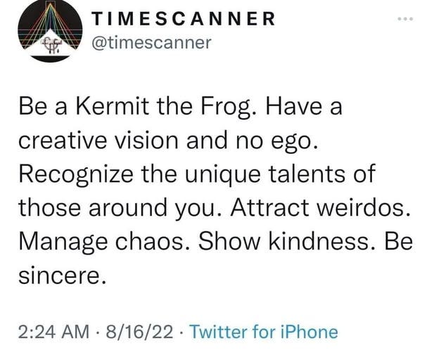 Excellent advice on why we all need to channel our inner Kermit the Frogs. Excellent advice on why we all need to channel our inner Kermit the Frogs.