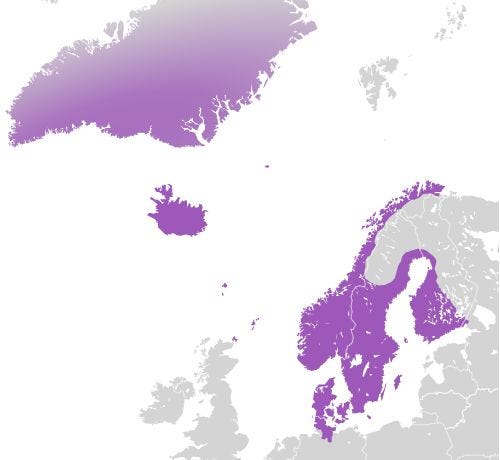 Kalmar Union, taken from https://en.wikipedia.org/wiki/Kalmar_Union#/media/File:Kalmar_Union_ca._1400.svg