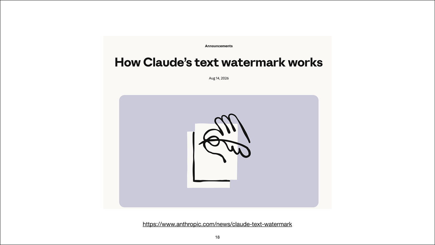 Anthropic's explanation of Claude's text watermark Anthropic's explanation of Claude's text watermark