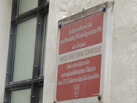 photos of buildings, a cathedral. a plaque, and a gravestone embedded in a wall