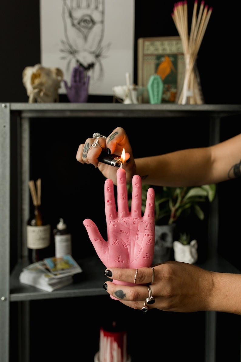 Palmistry Candle / Palm Reading Hand Candle / Fortune Teller Candle image 1 Palmistry Candle / Palm Reading Hand Candle / Fortune Teller Candle image 1