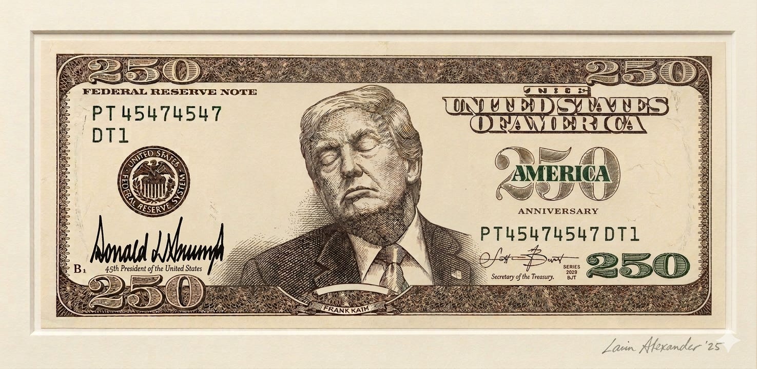 THE $250 QUESTION: RUTABAGA OBTAINS RIVAL DESIGN FOR TRUMP CURRENCY