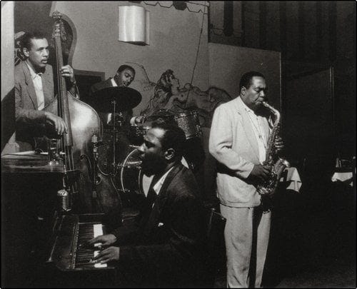 Charles Mingus, Roy Haynes, Thelonious Monk and Charlie Parker at The Open  Door in Greenwich Village, Sept 1953 : r/Jazz