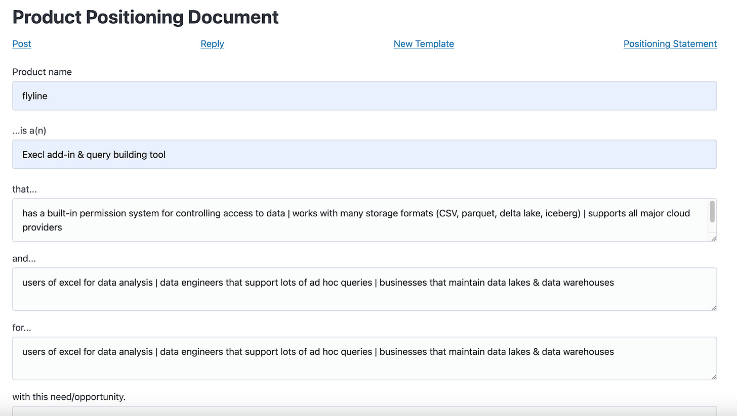 an image of the product positioning template, broken into individual HTML form components