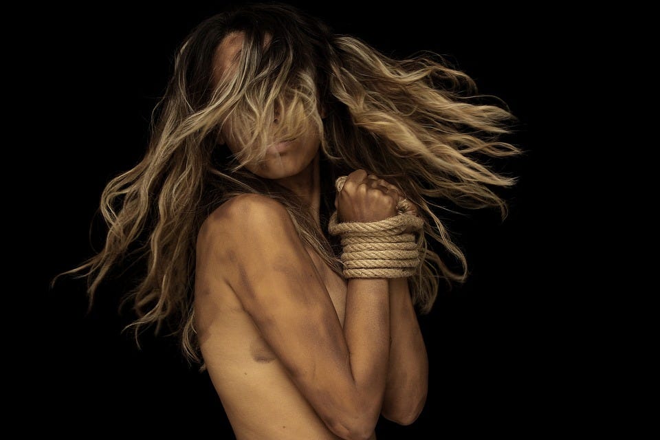 Woman, Bondage, Rope, Naked, Skin, Nude, Model