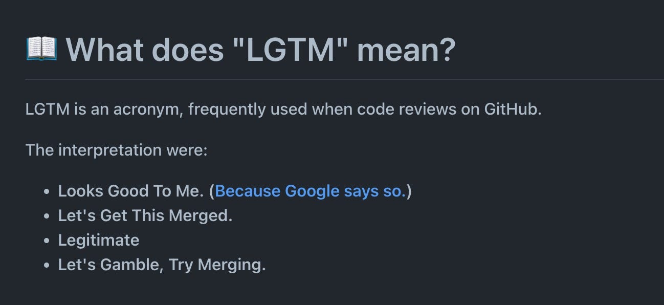 What does LGTM mean? What does LGTM mean?
