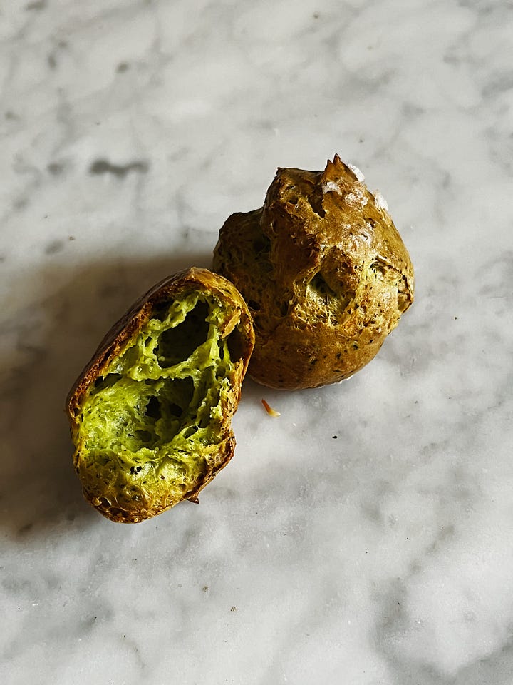 green gougére cheese puffs choux gougeres 