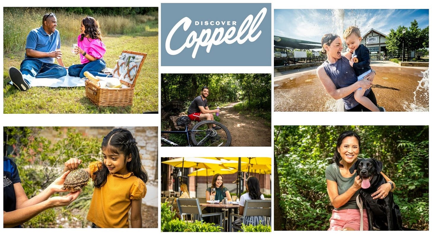 A collage of people enjoying the outdoors in Coppell A collage of people enjoying the outdoors in Coppell