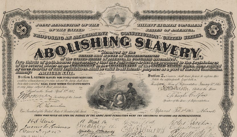 On This Day: 13th Amendment abolishing slavery is certified by the  Secretary of State