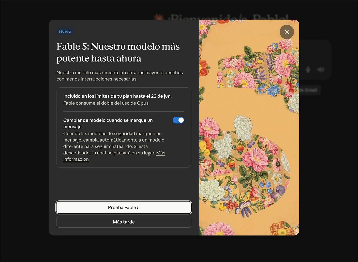 Nuevo modelo Fable 5 de Anthropic en su web. 
