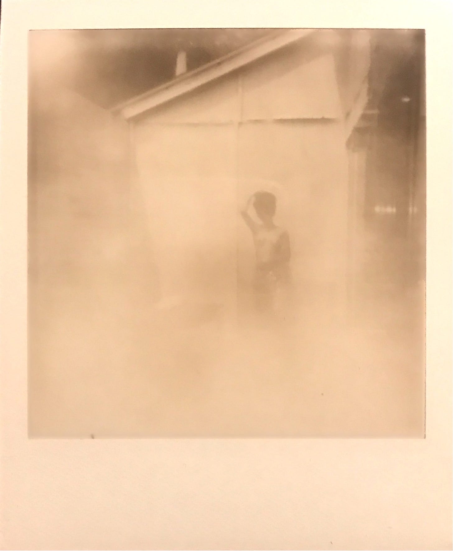 black and white polaroid six hundred white framed photo of author