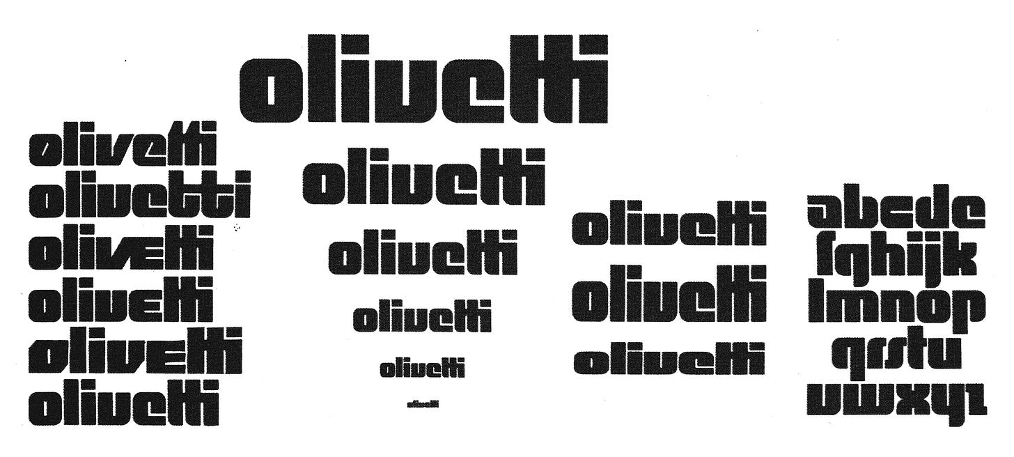 Olivetti logotype exploration, Walter Ballmer 1967