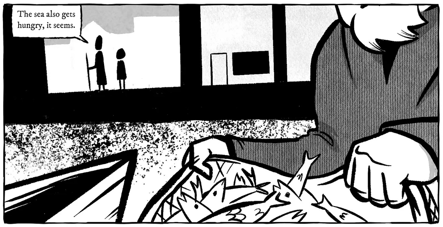 A panel from The Page of Cups