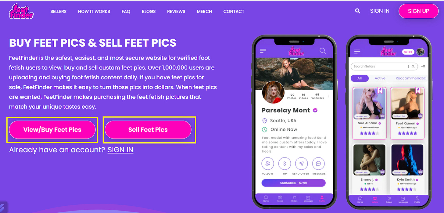 buy and sell feet pics on FeetFinder