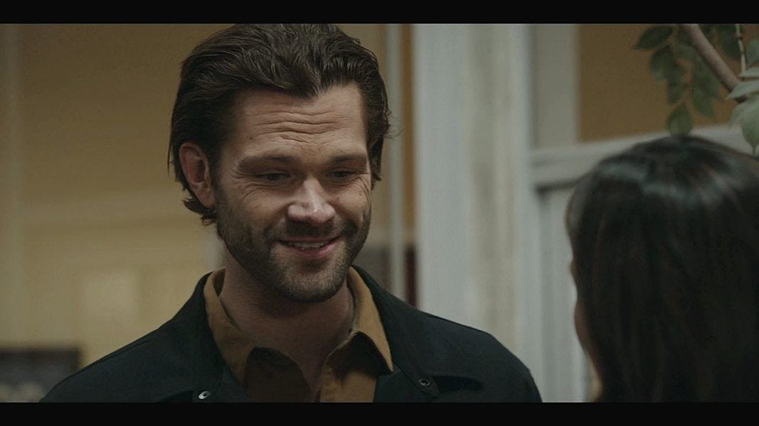 Jared Padalecki face showing major age lines on Walker set. Jared Padalecki face showing major age lines on Walker set.