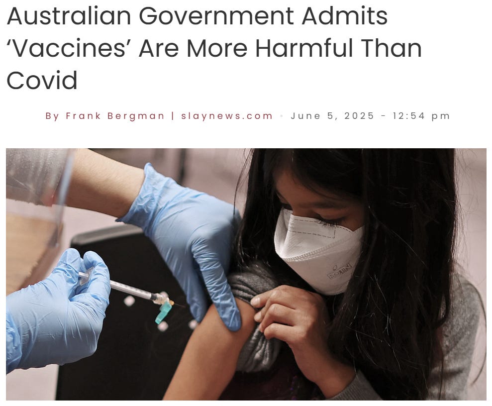 NEWS: Australian Government Admits ‘Vaccines’ Are More Harmful Than Covid