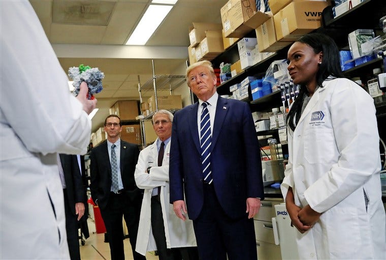 Image: U.S. President Trump participates in briefing at National Institutes of Health Vaccine Research Center in Bethesda, Maryland Image: U.S. President Trump participates in briefing at National Institutes of Health Vaccine Research Center in Bethesda, Maryland