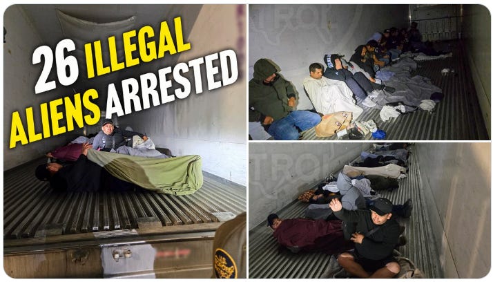 Border Patrol Agents discovered these 26 illegal aliens locked inside a trailer that a truck driver attempted to drive through a checkpoint in Falfurrias, Texas.