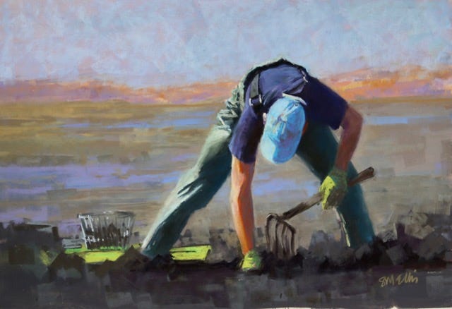 A person digging in the ground

Description automatically generated
