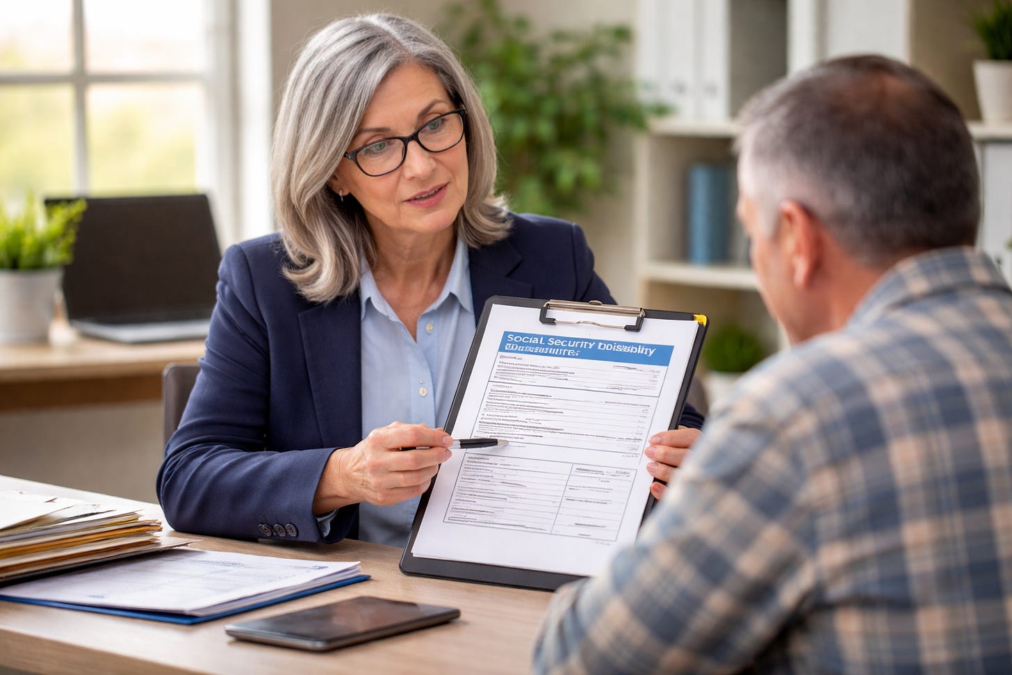 Professional consultation reviewing the disability claims process for Social Security Disability benefits in New Mexico