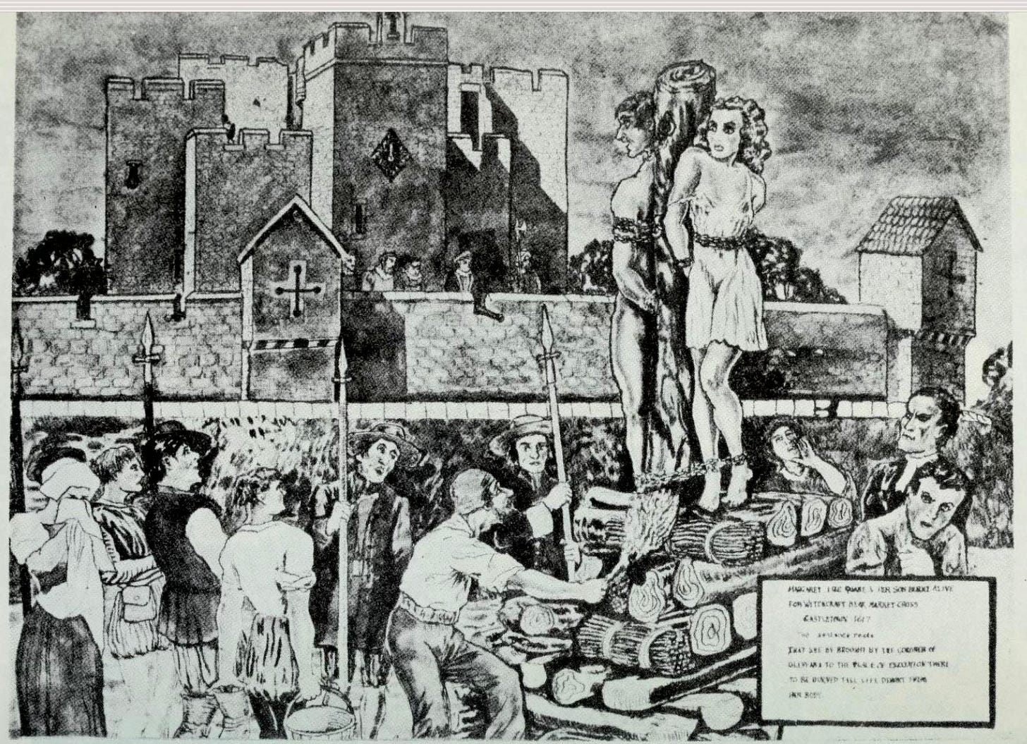 Drawing of Ine Quane, presumably by GBG hung in the museum and reproduced in Meaning of Witchcraft