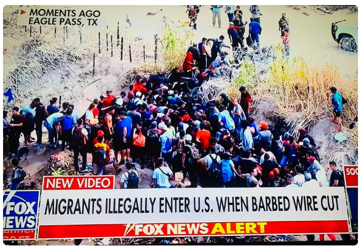 On Sept. 25, 2023 Federal Agents, acting on orders from the Biden Administration, cut barbed wire installed by the State of Texas which had been blocking migrants from moving from the Rio Grande onto Texas soil. Hundreds poured through as a result.The US Illegal Alien population reached record levels that year, according to newly-released Pew Research. On Sept. 25, 2023 Federal Agents, acting on orders from the Biden Administration, cut barbed wire installed by the State of Texas which had been blocking migrants from moving from the Rio Grande onto Texas soil. Hundreds poured through as a result.The US Illegal Alien population reached record levels that year, according to newly-released Pew Research.