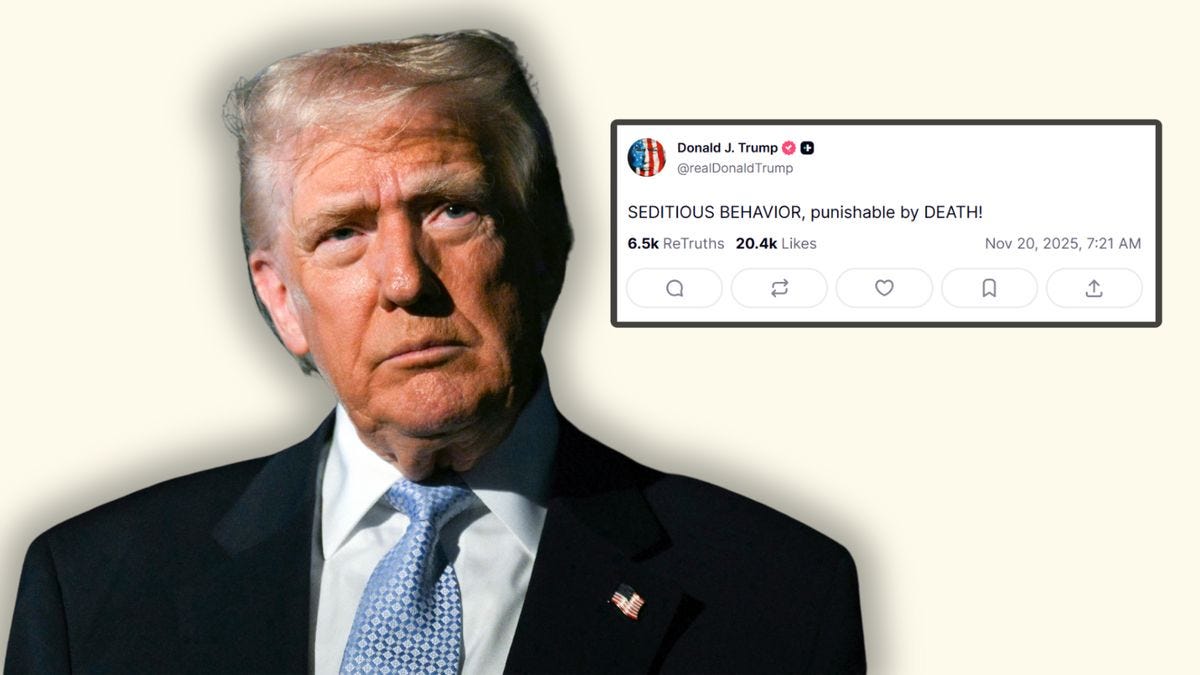  (Getty images/@realDonaldTrump on Truth Social/Snopes illustration)
