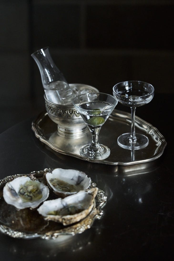 Martinis and oysters Martinis and oysters